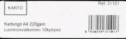 Karto Askartelutarvikkeet<Askartelunki A4 220 Gsm Luonnon Valkoinen 10 Ark/Pss