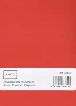 Karto Askartelutarvikkeet<Askartelukortti A6 220 Gsm Joulun Punainen 25 Kpl/Pss