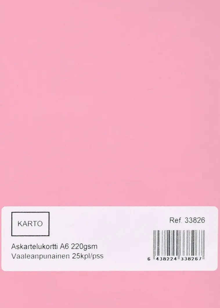 Karto Askartelutarvikkeet<Askartelukortti A6 220 Gsm Vaalean Punainen 25 Kpl/Pss