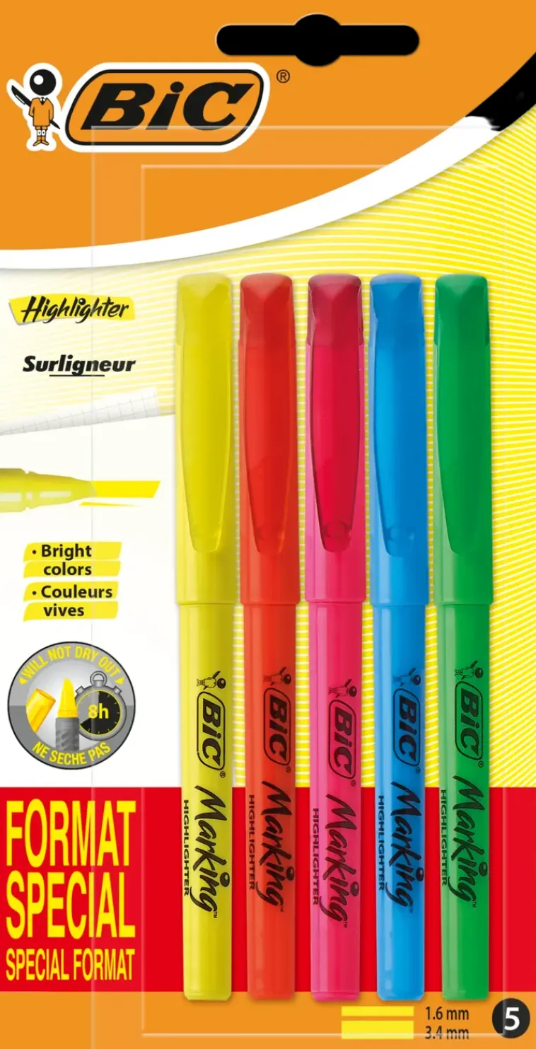 BiC Toimistotarvikkeet>Highlighter Varilajitelma 5Kpl