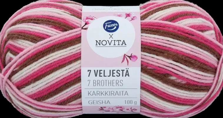 Novita Käsityötarvikkeet>Fazer X Neulelanka 7 Veljesta Karkkiraita Geisha
