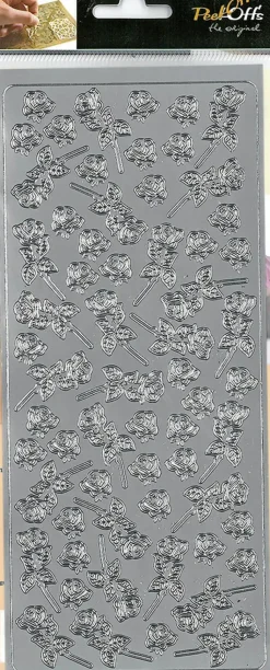 J.K. Primeco Askartelutarvikkeet>Aariviivatarra Pieni Ruusu Hopea