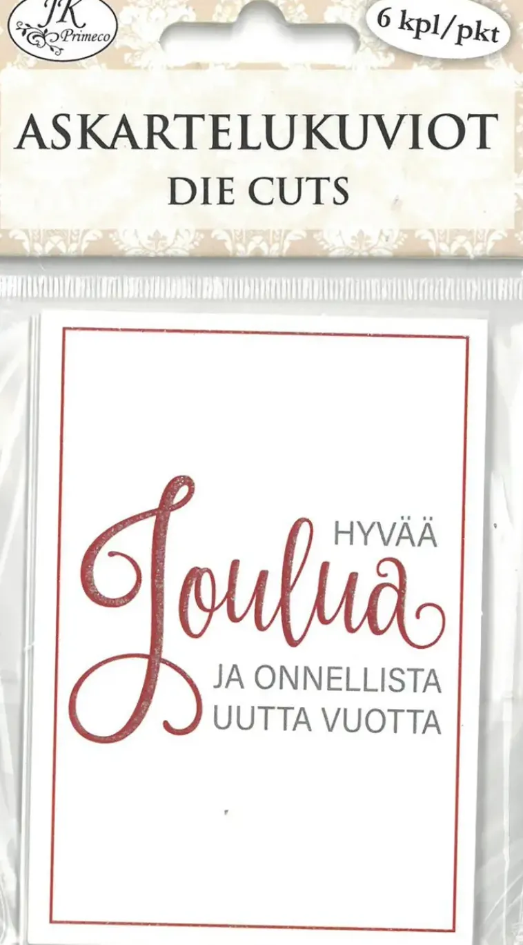 J.K. Primeco Askartelutarvikkeet<Askartelukuvio Jouluteksti Punainen 6 Kpl