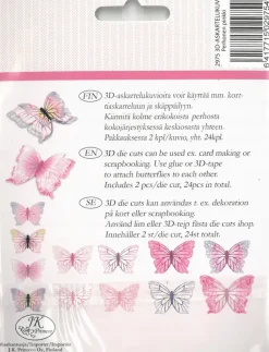 J.K. Primeco Askartelutarvikkeet<3D Askartelukuviot Perhonen 24Kpl/Pkt