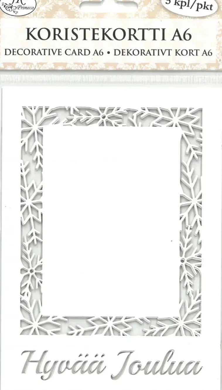 J.K. Primeco Askartelutarvikkeet<Koristekortti A6 Lumihiutalereuna Ja Teksti 5 Kpl