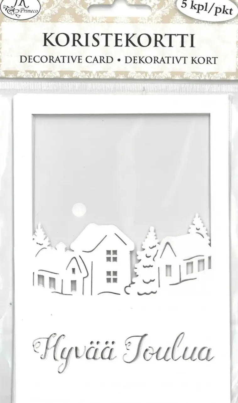 J.K. Primeco Askartelutarvikkeet<Koristekortti Talot Ja Teksti 5 Kpl