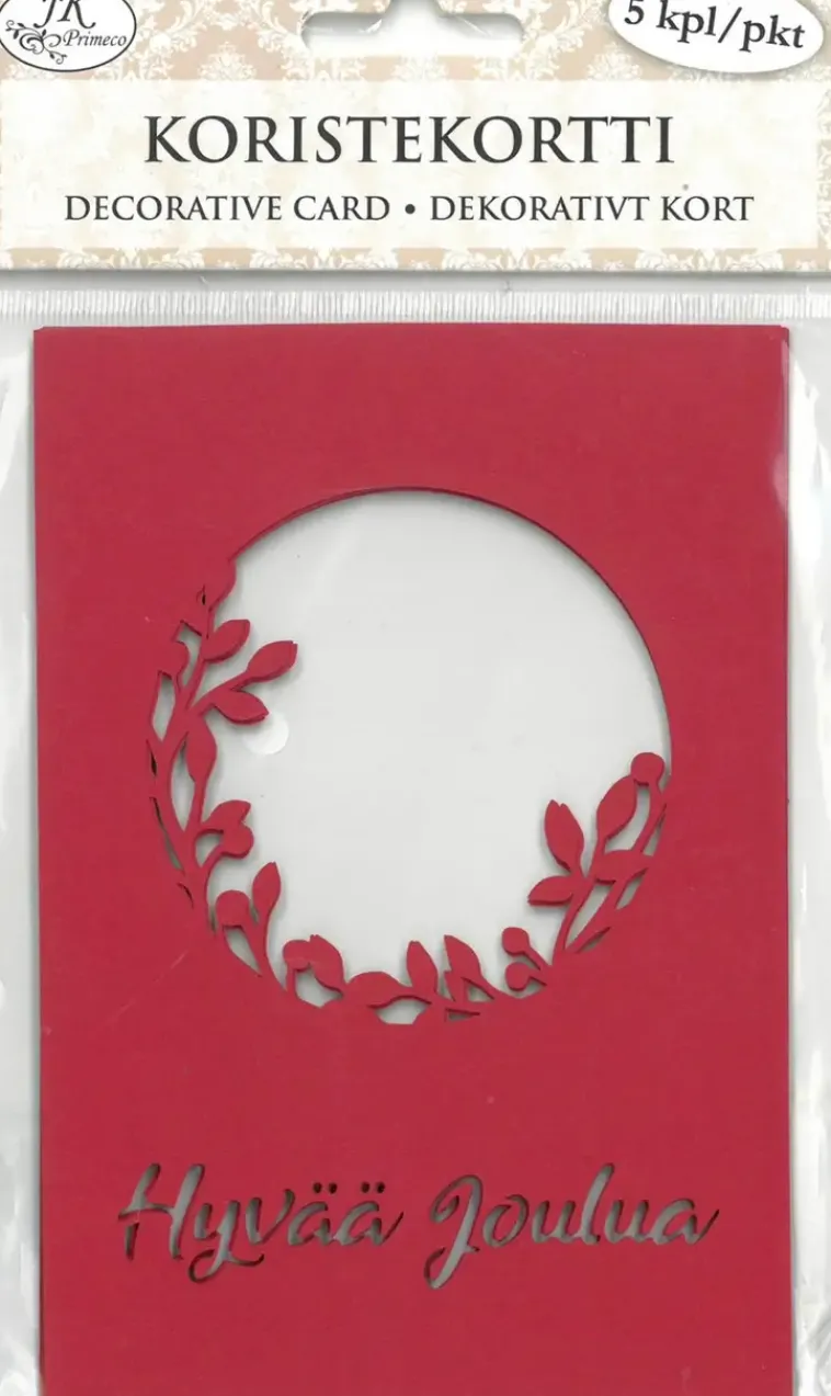 J.K. Primeco Askartelutarvikkeet<Koristekortti Koynnos Ja Teksti Punainen 5 Kpl