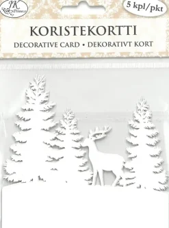 J.K. Primeco Askartelutarvikkeet<Koristekortti Poro Ja Kuuset 5 Kpl