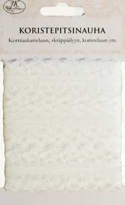 J.K. Primeco Askartelutarvikkeet<Koristepitsinauha 2,4Cmx7M Valkoinen