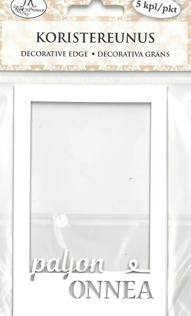 J.K. Primeco Askartelutarvikkeet<Koristereunus Paljon Onnea Valkoinen 5Kpl