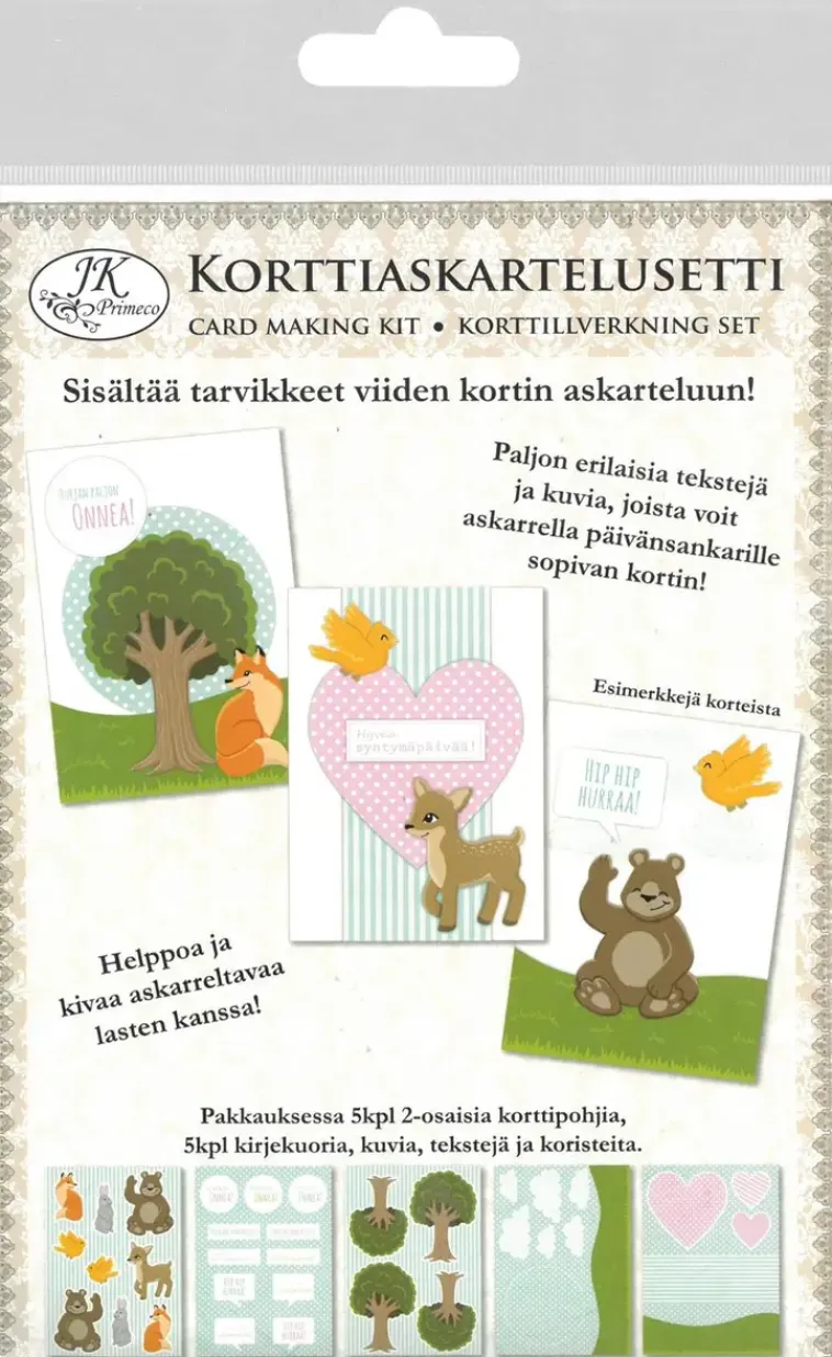 J.K. Primeco Askartelutarvikkeet<Korttiaskartelusetti Elaimet
