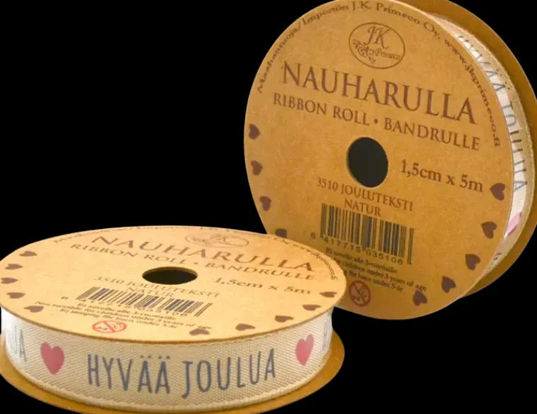 J.K. Primeco Askartelutarvikkeet<Nauharulla 1,5 Cm X 5 M Jouluteksti Natur