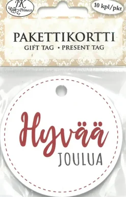 J.K. Primeco Askartelutarvikkeet<Pakettikortti Pyorea Jouluteksti Valkoinen 10 Kpl
