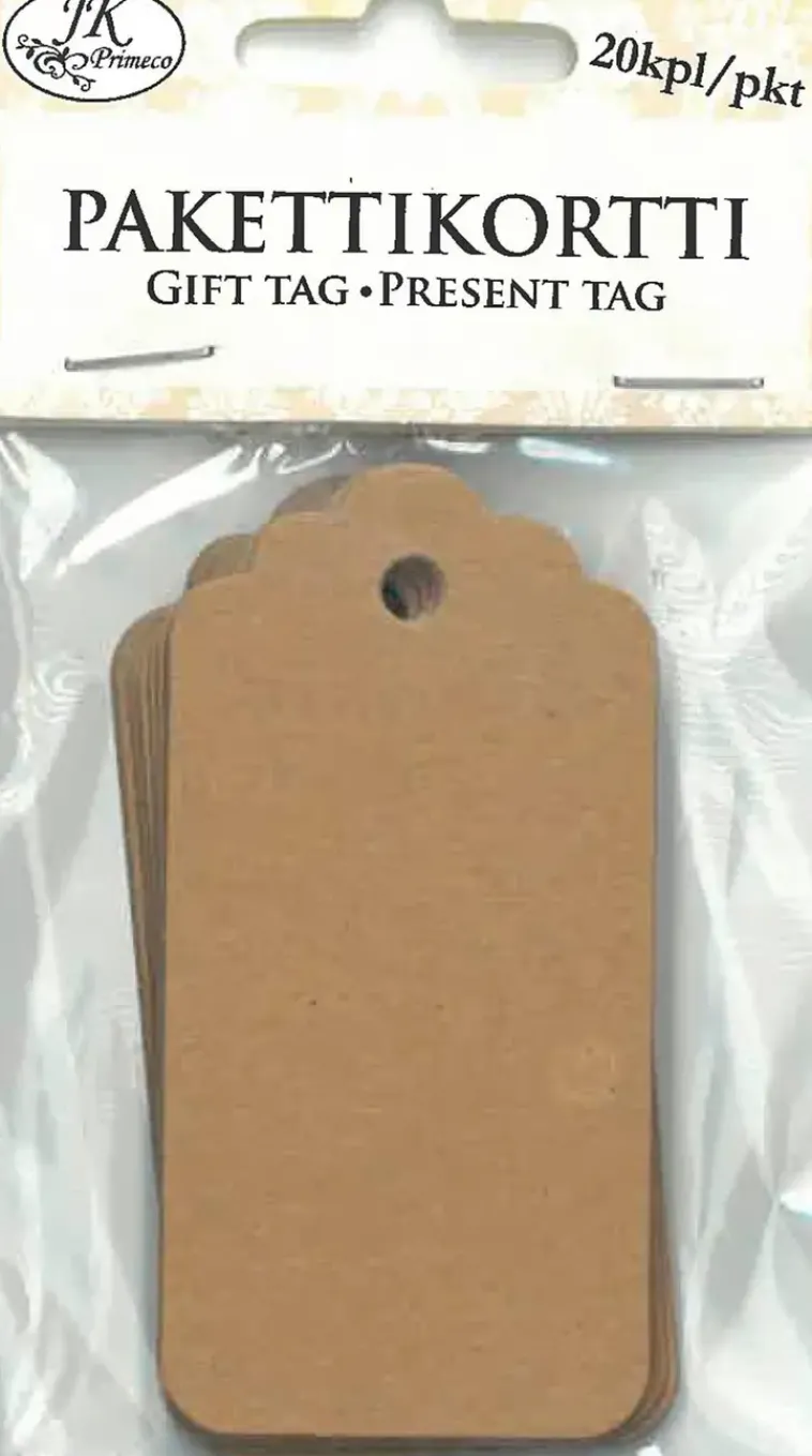 J.K. Primeco Askartelutarvikkeet>Pakettikortti Ruskea 20Kpl