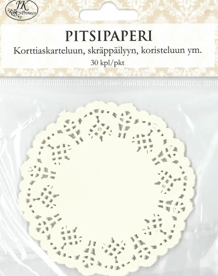 J.K. Primeco Askartelutarvikkeet<Pitsipaperi Ympyra Valkoinen 30Kpl/Pkt
