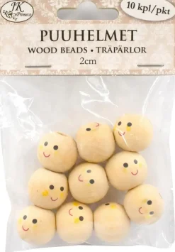 J.K. Primeco Askartelutarvikkeet<Puuhelmet 2 Cm Hymynaamat 10 Kpl