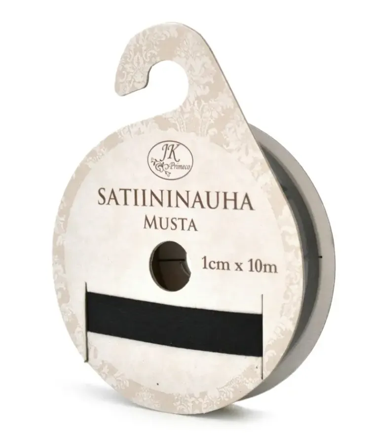 J.K. Primeco Askartelutarvikkeet<Satiininauha Musta 1Cm X 10M