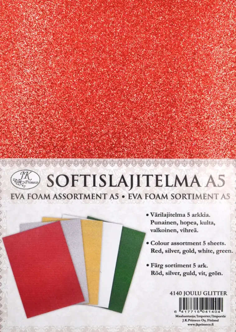 J.K. Primeco Askartelutarvikkeet<Softislajitelma A5 Joulu Glitter 5 Ark