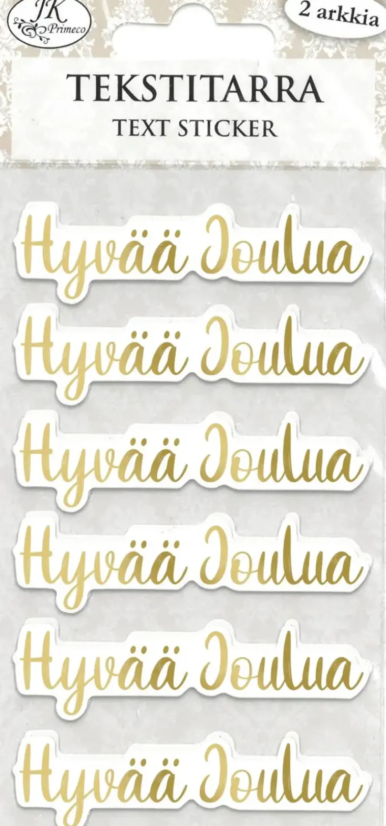 J.K. Primeco Askartelutarvikkeet<Tekstitarra Hyvaa Joulua Kultafolio 2 Ark