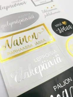 J.K. Primeco Askartelutarvikkeet>Tekstitarra Onnittelut Kulta/Hopea