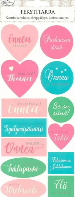 J.K. Primeco Askartelutarvikkeet<Tekstitarra Onnittelut Pastelli 1Ark/Pkt
