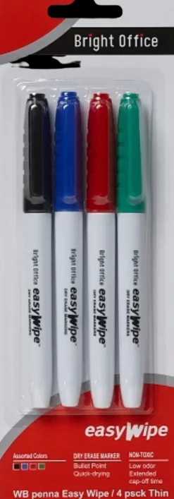 Karto Toimistotarvikkeet>Valkotaulutussi Kapea 4Kpl/Pkt Varilajitelma