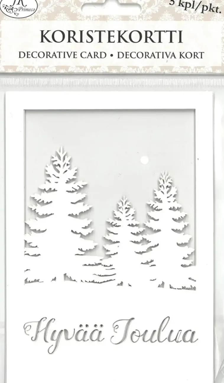 J.K. Primeco Askartelutarvikkeet<Koristekortti Hyvaa Joulua + Kuuset 5Kpl/Pkt