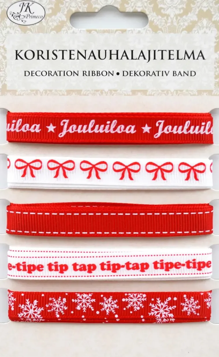 J.K. Primeco Askartelutarvikkeet<Koristenauhalajitelma Joulu Punainen