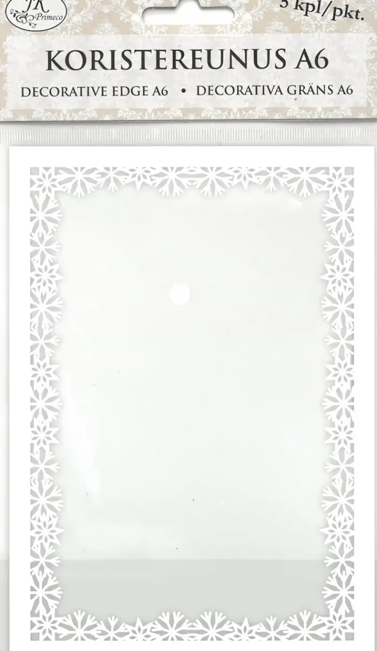 J.K. Primeco Askartelutarvikkeet>Koristereunus A6 Lumihiutale Valkoinen 5Kpl/Pkt