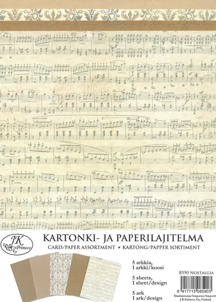 J.K. Primeco Askartelutarvikkeet<Kuviokartonkilajitelma Nostalgia A4/5