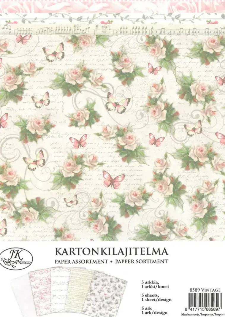 J.K. Primeco Askartelutarvikkeet>Kuviokartonkilajitelma Vintage A4/5