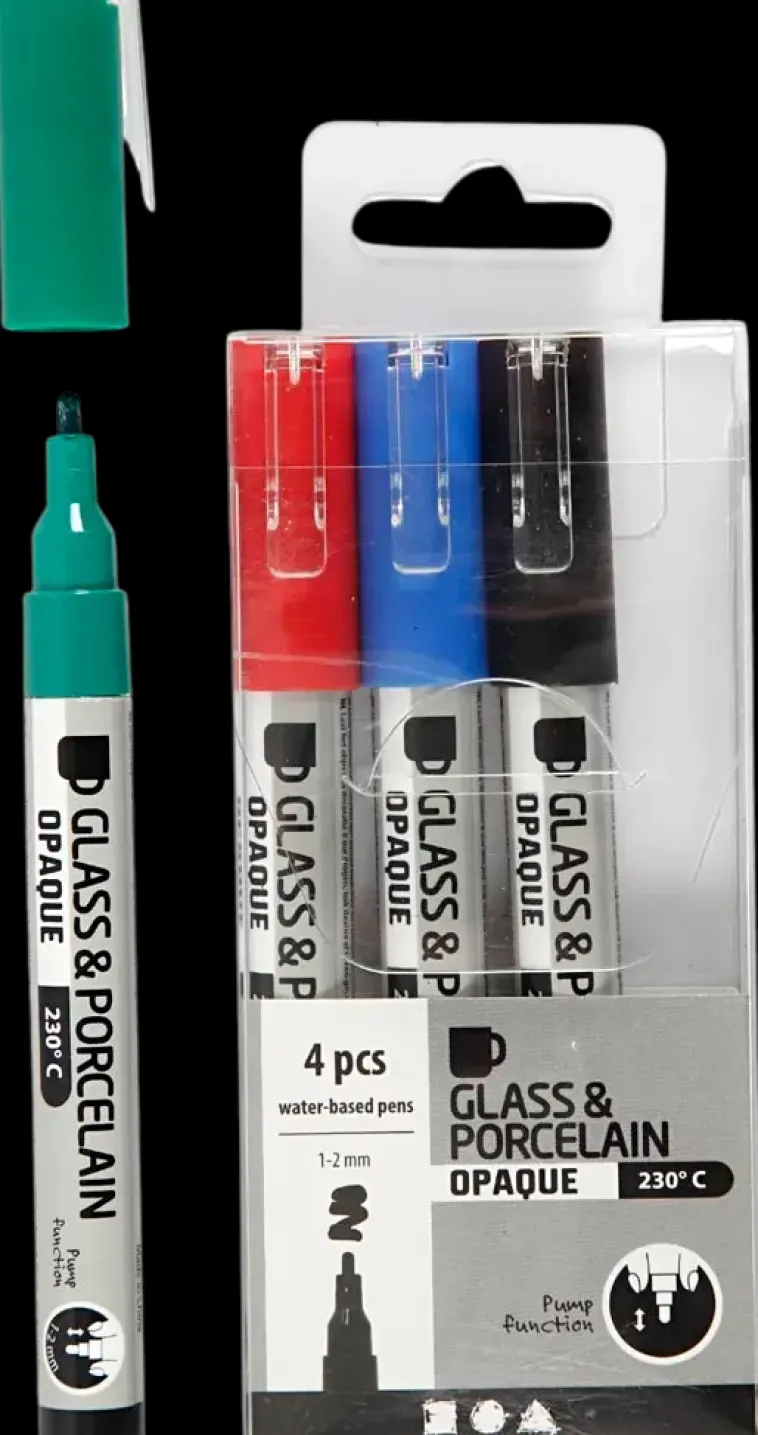 Ei merkkiä Askartelutarvikkeet<Lasi- Ja Posliinitussi, Musta, Sininen, Vihrea, Punainen, Paksuus 1-2 Mm, Lapikuultavat, 4 Kpl/ 1 Pkk