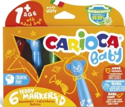 Carioca Toimistotarvikkeet>Lasten Huopakynasarja 6 Kpl Teddy Baby +1 Vuotialle