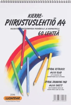 Luontevat Paperitarvikkeet>Kierrepiirustuslehtio A4 100 Lehtea