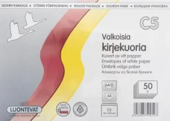 Luontevat Paperitarvikkeet>Kirjekuori C5 50 Kpl Valkoinen Tarrasuljenta