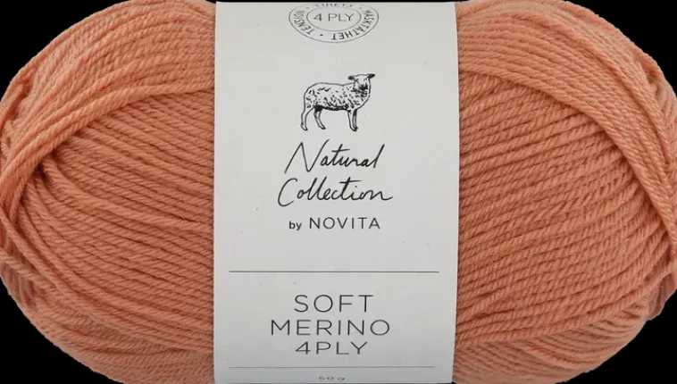 Novita Käsityötarvikkeet>Lanka Soft Merino 4 Ply 50 G Persikka 617