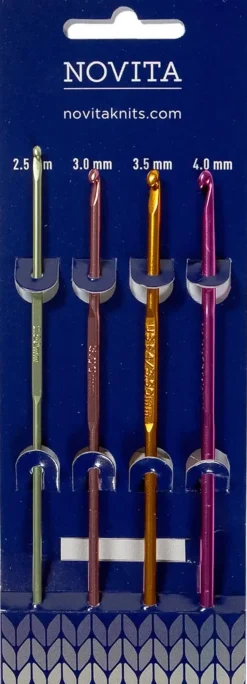 Novita Käsityötarvikkeet>Virkkuukoukut 4Kpl Koot 2,5-3-3,5-4 Mm