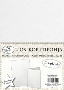 J.K. Primeco Askartelutarvikkeet<2-Os. Korttipohja Kimalle Valkoinen 10Kpl