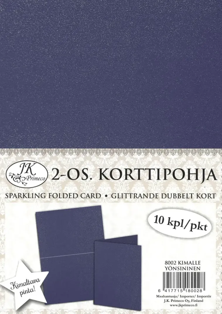 J.K. Primeco Askartelutarvikkeet<2-Os. Korttipohja Kimalle Yonsininen 10Kpl