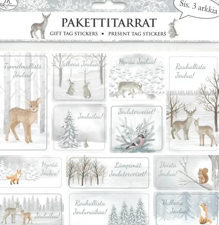 J.K. Primeco Askartelutarvikkeet>Pakettitarra Talvimetsa 3Ark/Pkt