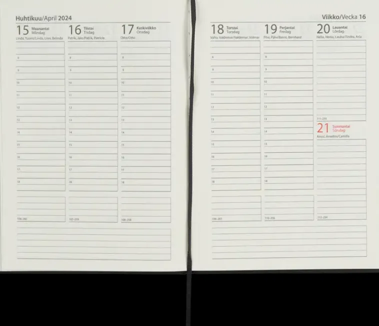 NNX Kalenterit>Poytakalenteri A5 Kangas, Musta