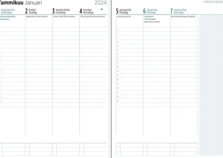 Ajasto Kalenterit>Poytakalenteri Color A5, Vihrea