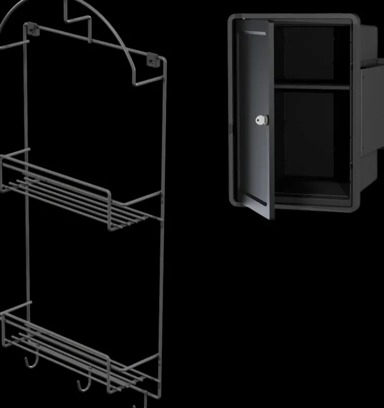Lanka ja Muovi Säilytyskalusteet<Siivouskomerosarja Lm 871: Lukittava Kemikaalikaappi + Siivousvalineteline 2 Hyllylla
