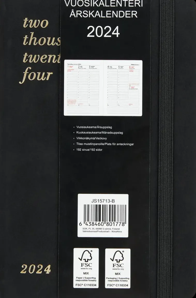 NNX Kalenterit>Taskukalenteri A6 Musta