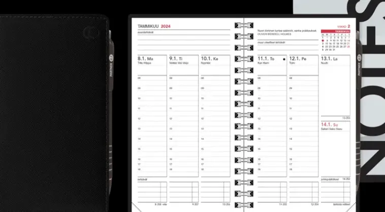 CC Kalenterit Kalenterit>Taskukalenteri Leader Musta 2024