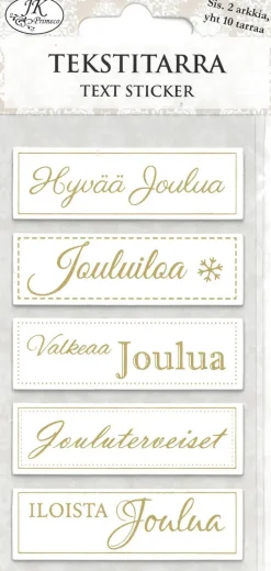 J.K. Primeco Askartelutarvikkeet>Tekstitarralajitelma Joulu Kulta Foil 2Ark/Pkt