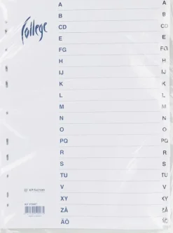 Nordic Paperitarvikkeet>Valilehti A4 A-O Valkoinen